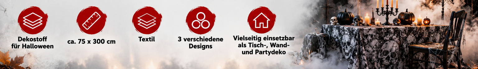 Halloween Dekostoff als Tisch-, Wand- und Partydekoration